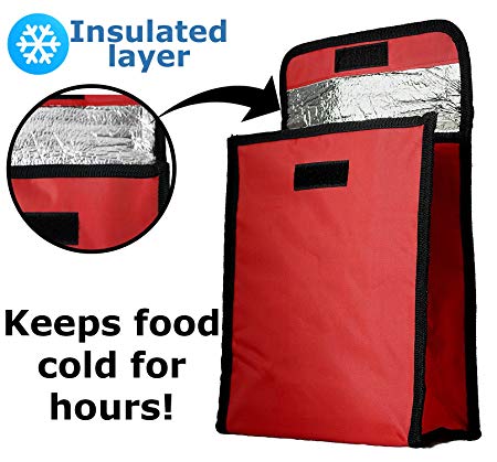 Insulated Lunch Tote Bag - Roll Top Lunchbox Fits in a Backpack - Cooler Solutions Loncheras Food Kit by bogo Brands (Red)