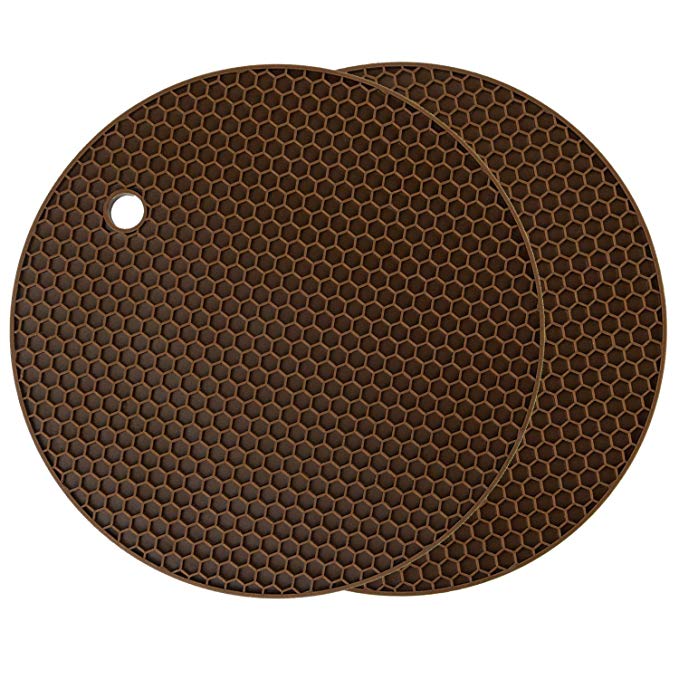 Silicone Pot Holder 2 Pack, Circular Cup Insulation Mat, Flexible And durable, Heat Resistant HB-GJD/Round/Brown/2 Pcs