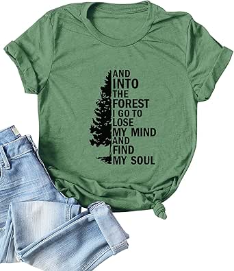 WLLW Into The Forest I Go to Lose My Mind and Find My Soul Short Sleeve T-Shirt Tops