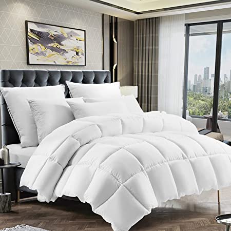 Cosybay All Season White King Size Soft Quilted Down Alternative Comforter,Winter Warmth Duvet Insert with Corner Tabs,102*90 Inches