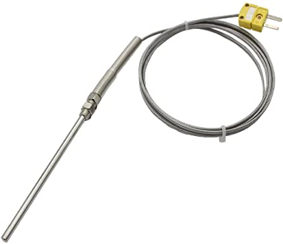 T-PRO K-Type Thermocouple Temperature Sensors 2M/6.6Ft Wire，Stainless Steel Probe (With Plug Probe 100mm)