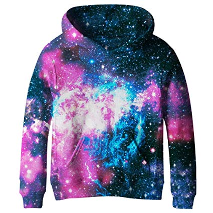 SAYM Big Girls Galaxy Fleece Pockets Sweatshirts Jacket Pullover Hoodies