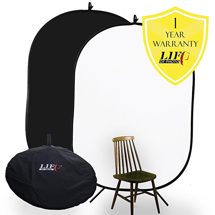Backdrop Background Black White Screen YouTube Double Sided Vinyl Matt Rectangle Pop Up Folding Portable Collapsible Backdrop For Portrait Still Life Product Event Baby Photography Video Filming Life of Photo 1.5x2M / 4.9x6.6FT
