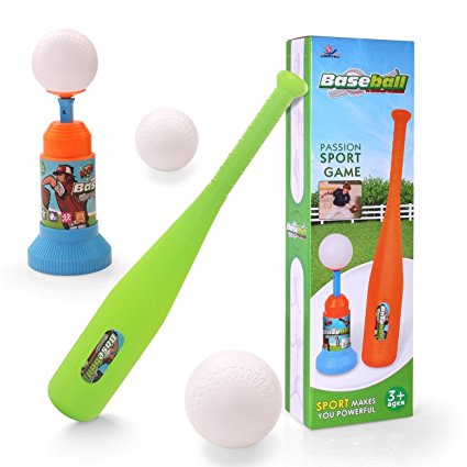 EXERCISE N PLAY Training Automatic Launcher Baseball Bat Toys - Indoor Outdoor Sports Baseball Games T-Ball Set for Children