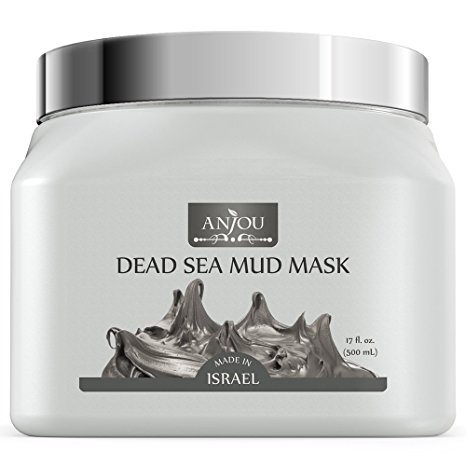 Anjou Dead Sea Mud Mask (17 Oz / 500ml, Made in Israel) for Facial and Body Treatment