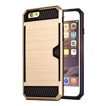 iPhone 6 6s 4.7 inch Premium Back Case [Bracevor] *Shock proof, Anti slip, Card slot, Shimmer Protective grip back Cover - Golden