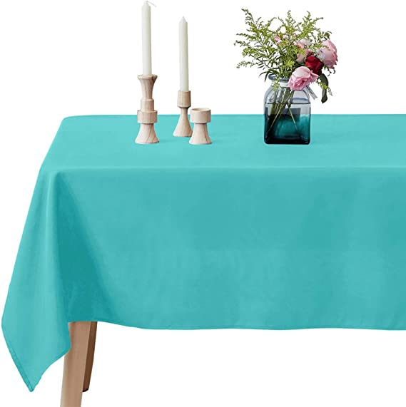 VEEYOO Rectangle Tablecloth - 70 x 120 Inch Polyester Table Cloth for 6 Foot Table - Soft Washable Oblong Turquoise Table Cloths for Wedding, Parties, Restaurant, Dinner, Buffet Table and More