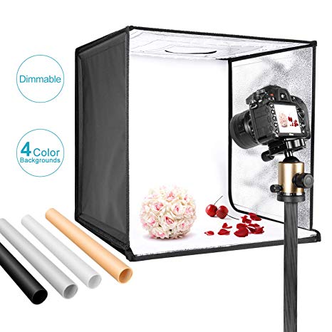 Neewer Photo Studio Light Box 16inches/40cm Shooting Light Tent Adjustable Brightness Foldable Portable Professional Booth Table Top Photography Lighting Kit 120 LED Lights 4 Colors Backdrops