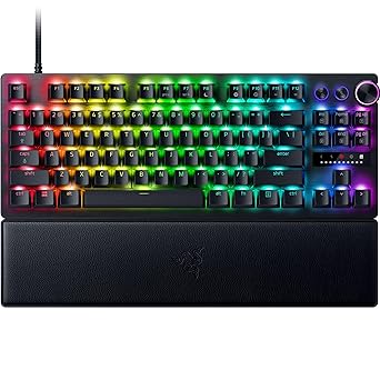 Razer Huntsman V3 Pro TKL Gaming Keyboard: Analog Optical Switches w/Rapid Trigger & Adjustable Actuation - Media Keys & Dial - Doubleshot PBT Keycaps - Aluminum Top Plate - Wrist Rest