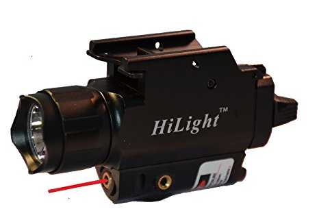 HiLight P10C 2016 Edition 500 lumen Pistol Flashlight & Red Laser Combo with Weaver Quick Release