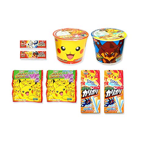 Assortment of Pokemon Sweets & Snacks (4 Candies, 2 Gummy, 2 Noodles): total 8 (set E)