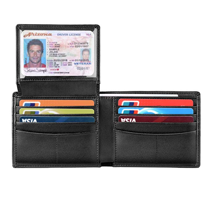 Wallet for Men-Bifold Slim Wallets Front Pocket Wallet With Effective RFID Blocking & 2 ID Windows