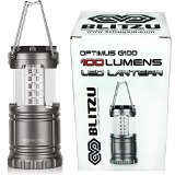 Ultra Bright LED Lantern - Blitzu Optimus G100 Camping Lantern - Collapsible - Suitable for Hiking Camping Emergencies Hurricanes Outages 30 LEDs - Water Resistant - Platinum Gray