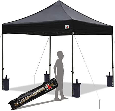 ABCCANOPY Pop up Canopy Tent Commercial Instant Shelter with Wheeled Carry Bag, 10x10 FT Black