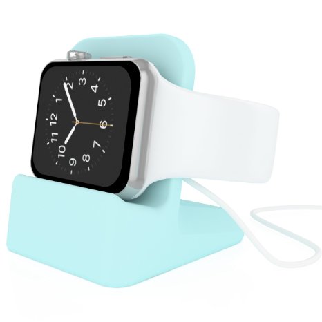 Apple Watch Stand,QADOU Silicone Apple Watch Dock Durable Charging Station Charger Holder Stand Universal Charger Platform(Mint Green)