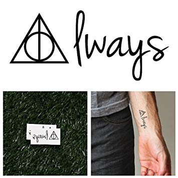 Tattify Deathly Hallows Temporary Tattoo - After All This time (Set of 2) - Other Styles Available - Premium and Fashionable Temporary Tattoos - Tattoos that are Long Lasting and Waterproof