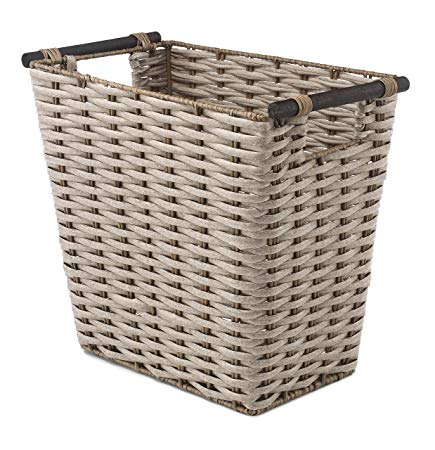 Whitmor PE Rush Waste Basket with Wood Handles