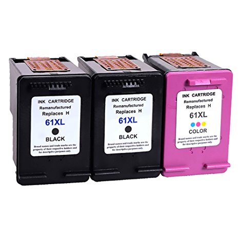 InkInkTopia 3-Pack Remanufactured Ink Cartridge Replacement For HP 61XL 61 XL High Yield (2 Black/1 Tricolor) Used In Officejet 4630 4632 4635 Deskjet 1010 2549 2540 2542 3050 Envy 5530 4500 5530 4501