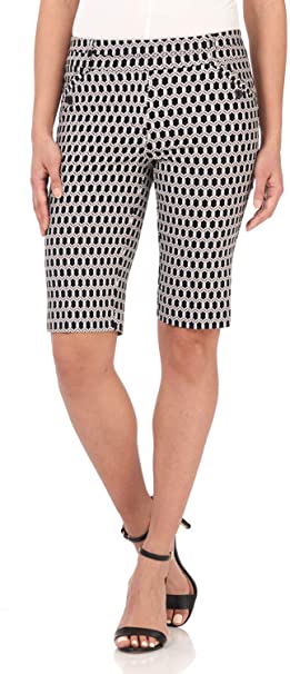 Rekucci Women's Ease Into Comfort Modern Pull-On Bermuda Short with Pockets