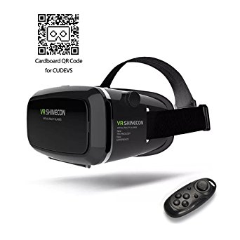 CUDEVS Virtual Reality Headset, 3D VR Glasses Virtual Reality Box for 3D Video Games, for iPhone 6 6s 7 Plus Samsung S7 S6 Edge S5 Note 5 and Other Smartphone - PLUS Version (VR With Control)