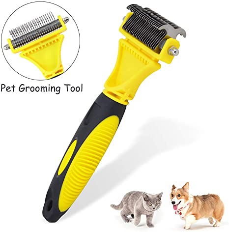 XLHVTERLI pet Grooming Tool-with 2 Sided Professional Grooming Rake for Cats & Dogs, Easy Removal of Undercoat Mats and Tangles Dogs and Cats Hair Detangler Tool Rakes