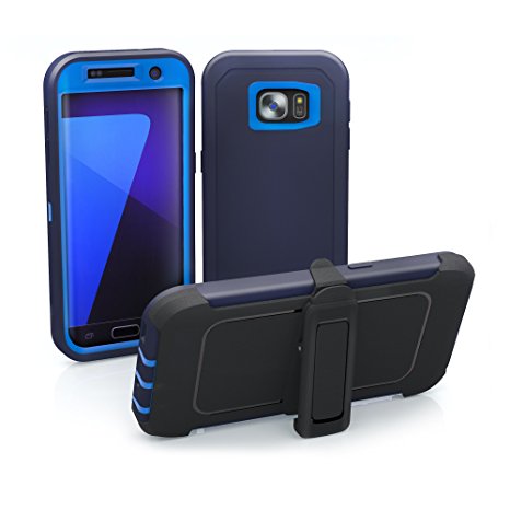 Galaxy S7 Edge Case, ToughBox® [Armor Series] [Shock Proof] [Night Blue] for Samsung Galaxy S7 Edge Case [Built in Screen Protector] [Holster & Belt Clip] [Fits OtterBox Defender Series Clip]