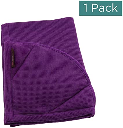 Rachael Ray Moppine Towel, 2-in-1 Kitchen Towel and Pot Holder with 2 Heat Resistant Pockets to Grip Hot Cookware, Bakeware - Absorbent Kitchen Towels Perfect for Drying Dishes, Hands, 1 Pack Lavender