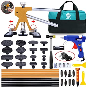 Paintless Dent Puller – Golden Dent Puller Kit, 43pcs Dent Remover Tools with Adjustable Width Dent Repair Tools for Car, DIY Auto Body Dent Repair