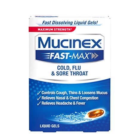 Mucinex Fast-Max Max Strength, Cold, Flu, & Sore Throat Liquid Gels, 16ct