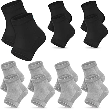 7 Pairs Moisturizing Heel Socks Cotton Moisture Enhancing Socks Open Toe Socks Toeless Spa Socks for Dry Hard Cracked Feet Skin (Gray, Black)