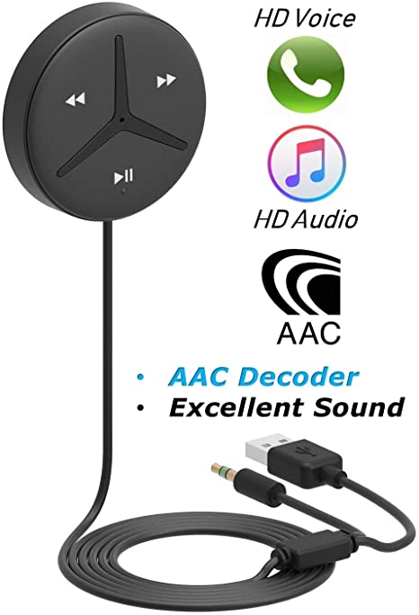 Aston Innovations SoundTek A1  HiFi Bluetooth Car Kit iPhone & Android Phone Handsfree Calls Music Streaming Qualcomm Chip Built in Noise Isolator Aux Bluetooth Receiver/Adaptor for Car SUV and Truck.