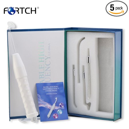 FORTECH D'arsonval High Frequency Machine Light Wand with 4 Glass Electrodes , Anti Acne Portable High Frequency Machine , Anti Wrinkle Facial Hair Remover , A Great Skin Care Machine