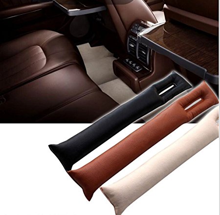 Pesp 2pcs Pu Leather Vehicle Auto Car Seat Spacer Gap Filler Pad Soft Padding Interior Seat Hand Brake Gap Filler Pad (Cream)