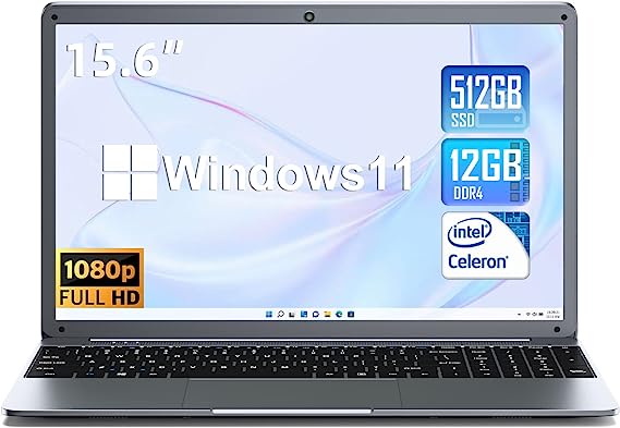 SGIN 15.6 Inch Laptop, 12GB DDR4 512GB SSD (TF 512GB), Windows 11 Laptops with Intel Celeron N5095 Processor(Up to 2.9GHz), FHD 1920x1080 Notebook with 2xUSB 3.0, Dual Band WiFi, Bluetooth 4.2(Gray)