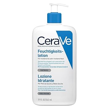 CeraVe Feuchtigkeitslotion für Körper und Gesicht, Lotion für trockene bis sehr trockene Haut, Mit Hyaluron und 3 essenziellen Ceramiden, 1 x 562 ml