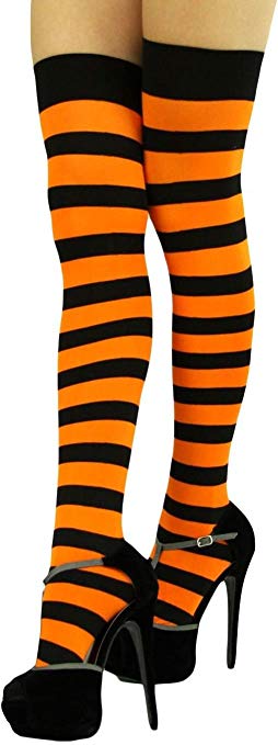 ToBeInStyle Women's Wide Vertical Striped Thigh Hi Stockings