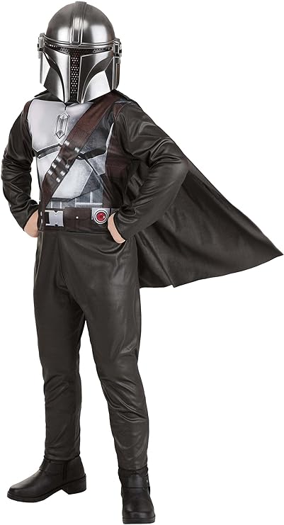 STAR WARS The Mandalorian Official Youth Costume - Printed Jumpsuit with Plastic Mask