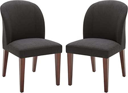 Amazon Brand – Rivet Contemporary Curved-Back Armless Dining Chair, Set of 2, 20"W, Pepper