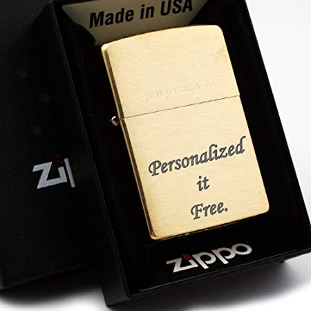 Free Engraving - Personalized Groomsmen Zippo Lighter Windproof Perfect for Boyfriend, Anniversary - Three Lines, Each 20 Characters, Free Customization (Solid Brass 204)