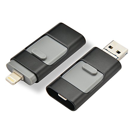 128GB iPhone USB Flash Drive, iOS Memory Stick, iPad External Storage Expansion for iOS Android PC Laptops (Black)
