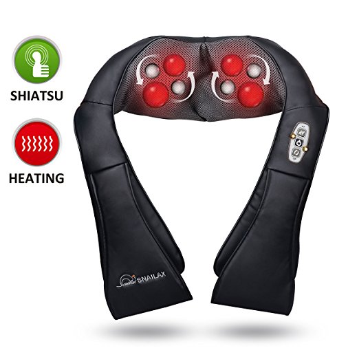 Snailax Shiatsu Back Massager with Heat -Deep Kneading Massage