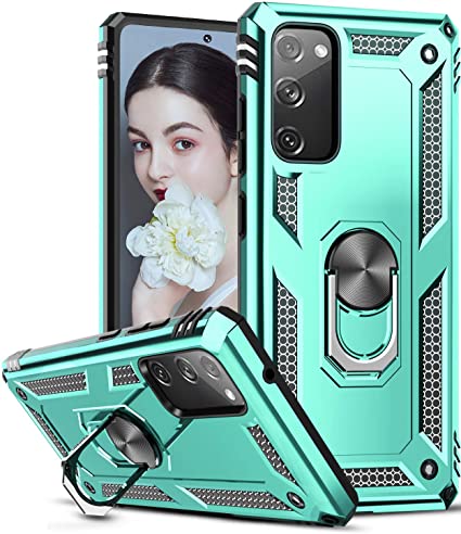 LeYi Samsung Galaxy S20 FE 5G Case, (Not Fit Galaxy S20) [Military-Grade] Defender Protective Phone Case Cover with Ring Holder Kickstand for Samsung S20 FE 5G, Mint