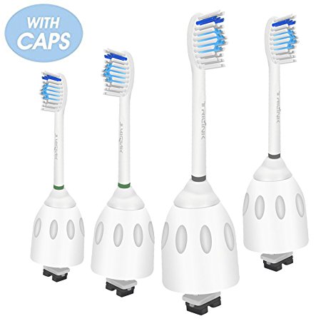 Standard Replacement Toothbrush Heads for Philips Sonicare E-Series HX7022, Fit Sonicare Essence, Elite, Advance, CleanCare and Xtreme Philips Electric Brush Handles (4)