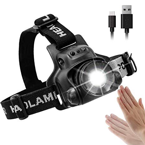 Head Torch Rechargeable Waterproof , iSolem Led Headlamp USB, 90 Degree Angle Adjustable Led Headlight, 3 Modes Light Weight for Camping,Running,Hiking,Cycling Outdoors