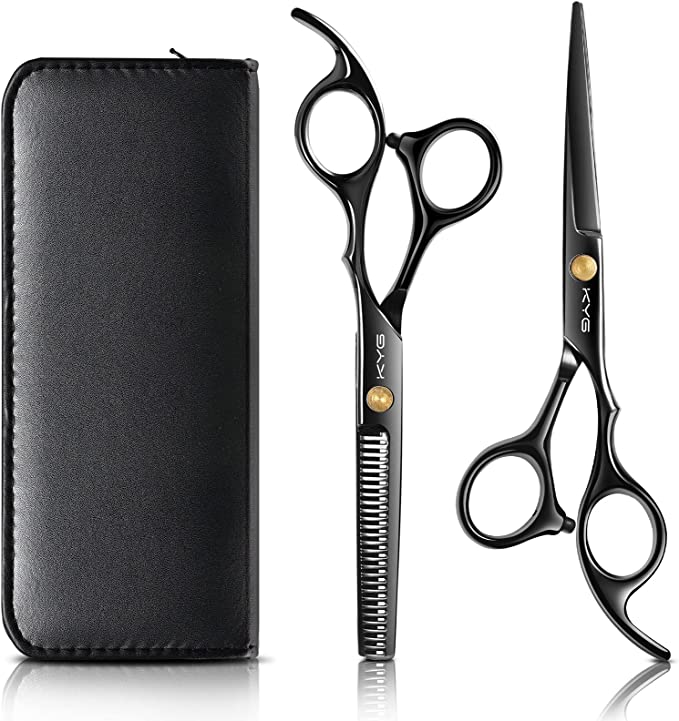 Hairdressing Scissors 6.7inch KYG Professional Hair Scissors 2 Extra Sharp Hair Cutting Scissors & Thinning Scissors Precise Haircuts Stainless Steel with 1 Comb for All Ages…