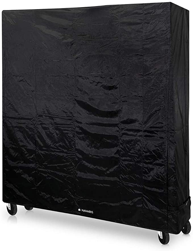 Navaris Table Tennis Table Cover - 420D Oxford Polyester Heavy Duty Waterproof Outdoor Ping Pong Table Cover with Adjustable Straps - 165 x 70 x 185cm