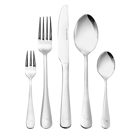 Simlife Stainless Steel 18/10 Flatware Set, Mirror Finish, Service for 5, 20-Piece Fork Knife Spoon Cutlery Sets