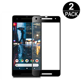 [2-Pack] SXPLI Compatible with Google Pixel 2 Glass Screen Protector，[Full Coverage] [Ultra-Clear] [Bubble-Free] [3D Curved] [Anti-Fingerprint]-Black