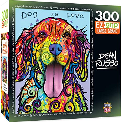 MasterPieces Dean Russo Dog is Love Colorful Dog Large EZ Grip Jigsaw Puzzle, 300-Piece