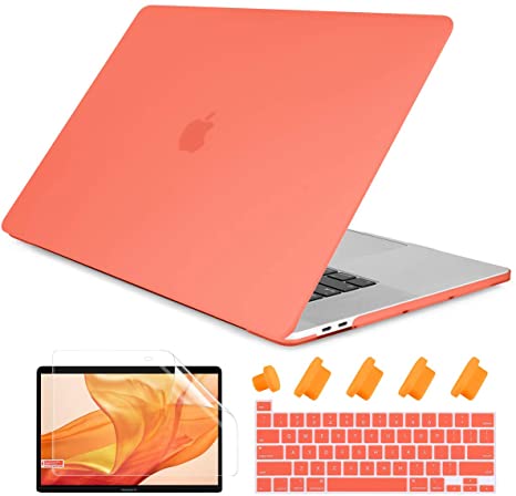 Dongke MacBook Pro 13 2020 Case Model A2251/A2289, Plastic Smooth Frosted Hard Shell Cover Case for MacBook Pro 13 inch with Retina Display and Touch Bar Fits Touch ID, Living Coral